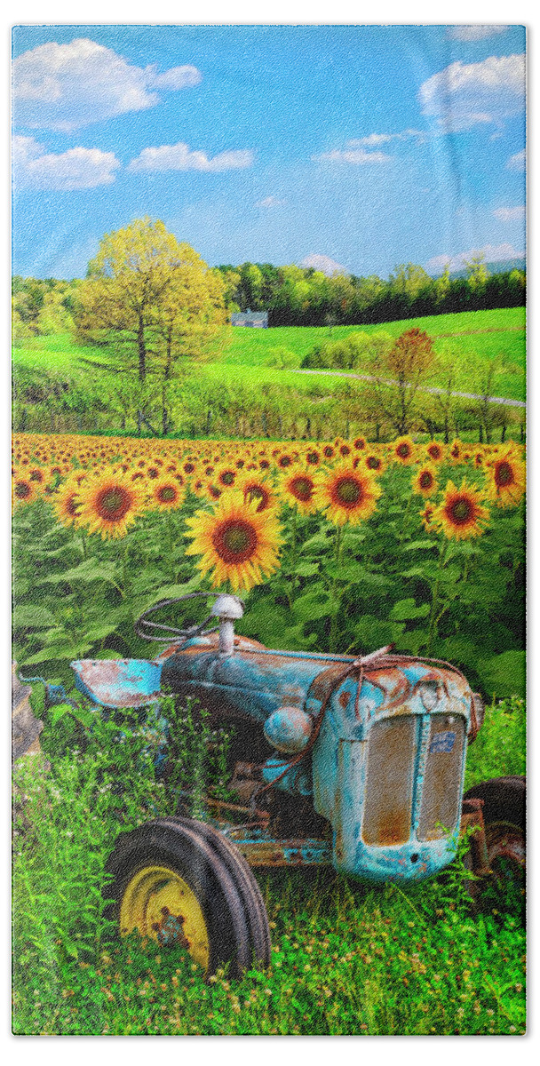 Appalachia Bath Towel featuring the photograph Summertime Gold and Blue by Debra and Dave Vanderlaan