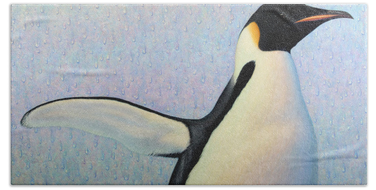 Penguin Hand Towel featuring the painting Summertime by James W Johnson