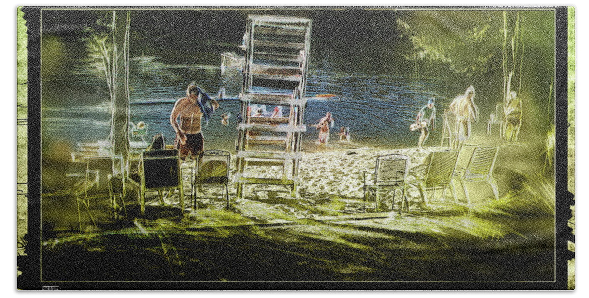 Water Polo Bath Towel featuring the painting Summertime Water Polo by John Gholson