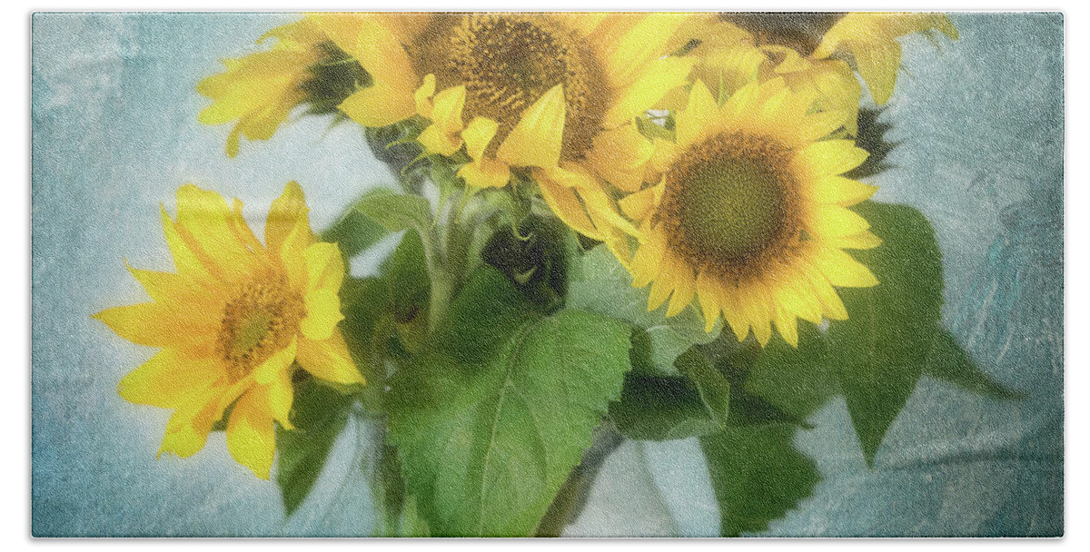 Sunflowers Bath Towel featuring the photograph Sun Inside by Philippe Sainte-Laudy