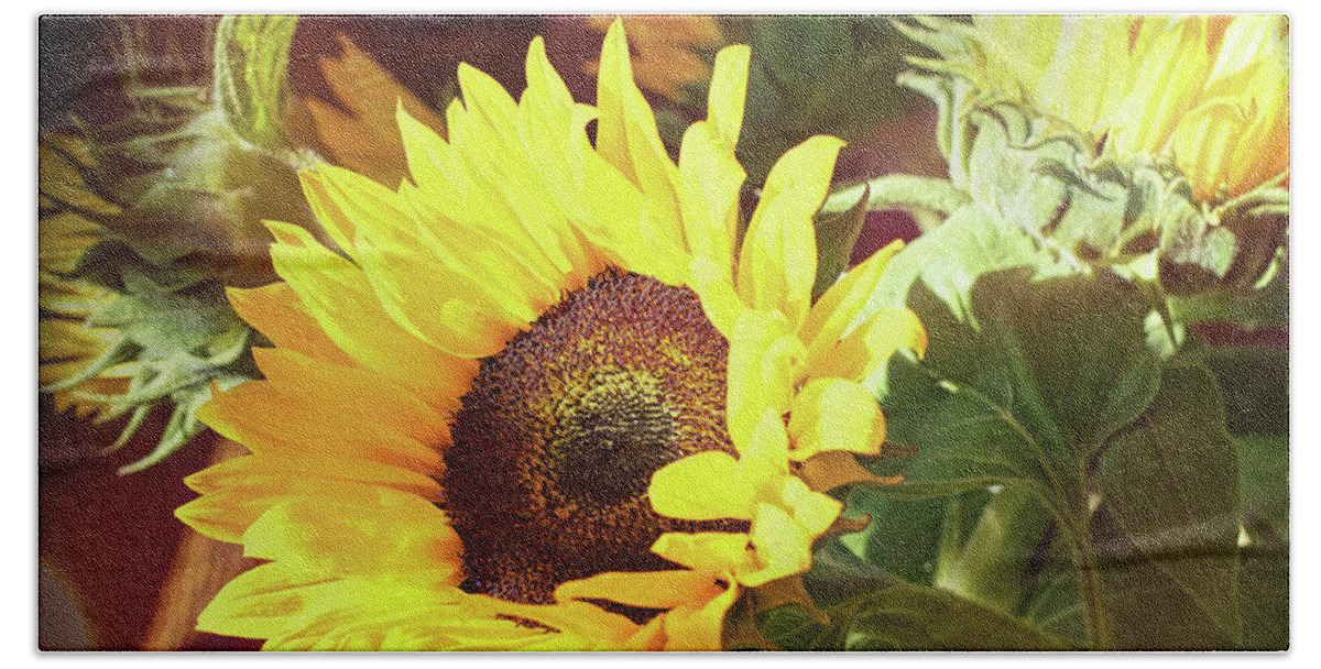 Sunflower Bath Towel featuring the photograph Sun of the Flower by Michael Hope