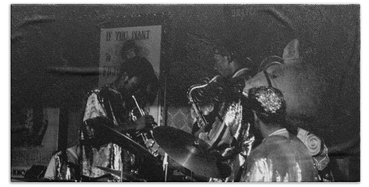 Jazz Bath Towel featuring the photograph Sun Ra Arkestra at the Red Garter 1970 NYC 35 by Lee Santa