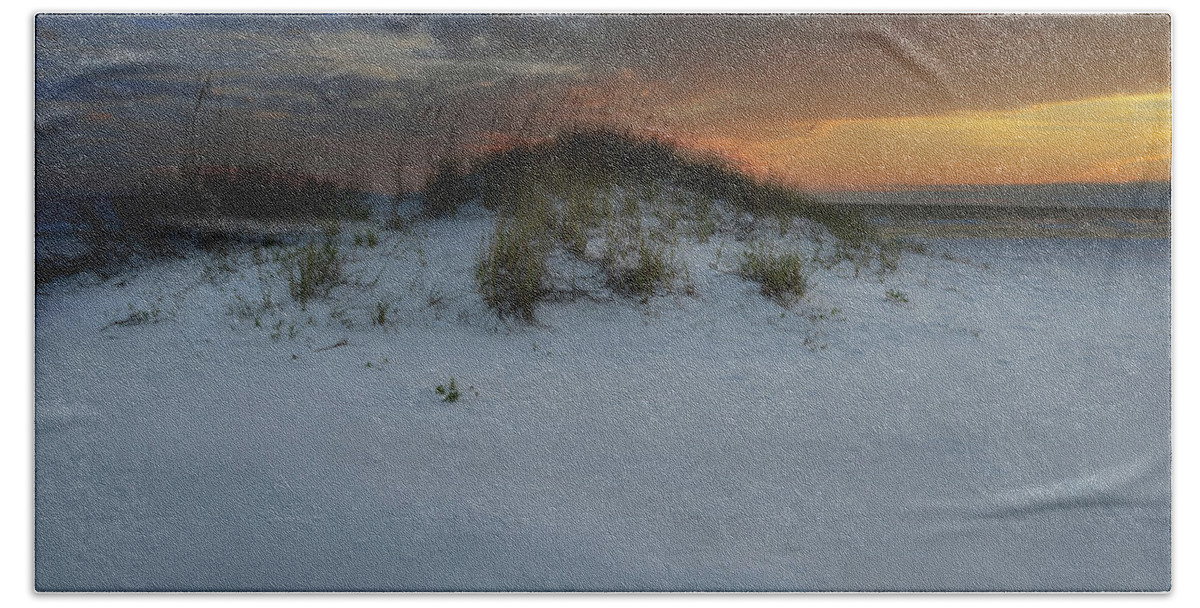 Navarre Hand Towel featuring the photograph Sun Setting Behind the Dunes 2 by Renee Hardison