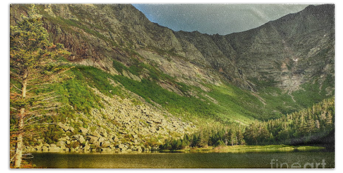 Chimney Pond Hand Towel featuring the photograph Sun Shining on Chimney Pond by Elizabeth Dow