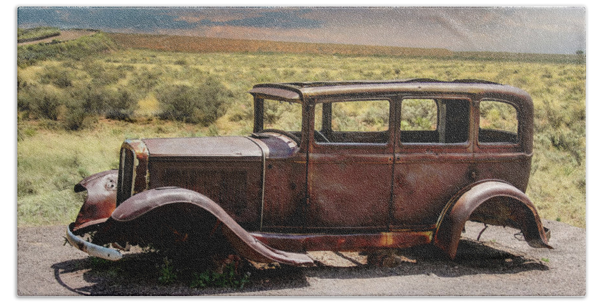 Old Car Hand Towel featuring the photograph Sun Tanning by Micah Offman