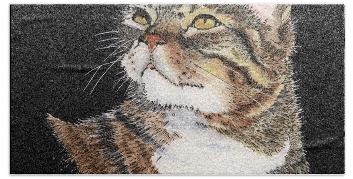 Cat Hand Towel featuring the painting Suncatcher by Louise Howarth