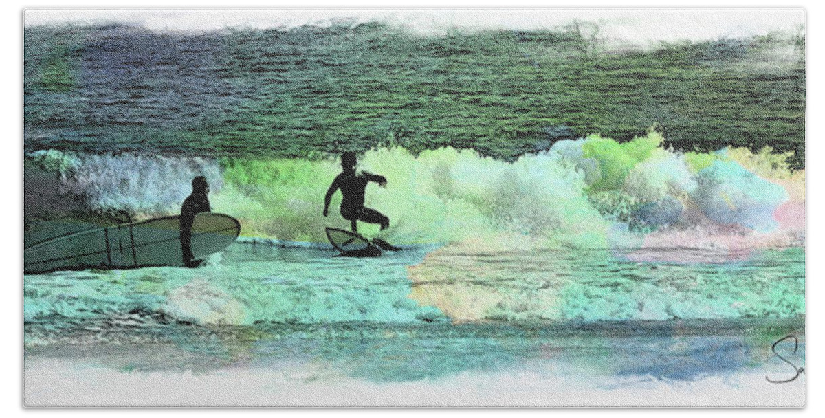 Surfers Bath Towel featuring the digital art Sunday afternoon by Sami Martin