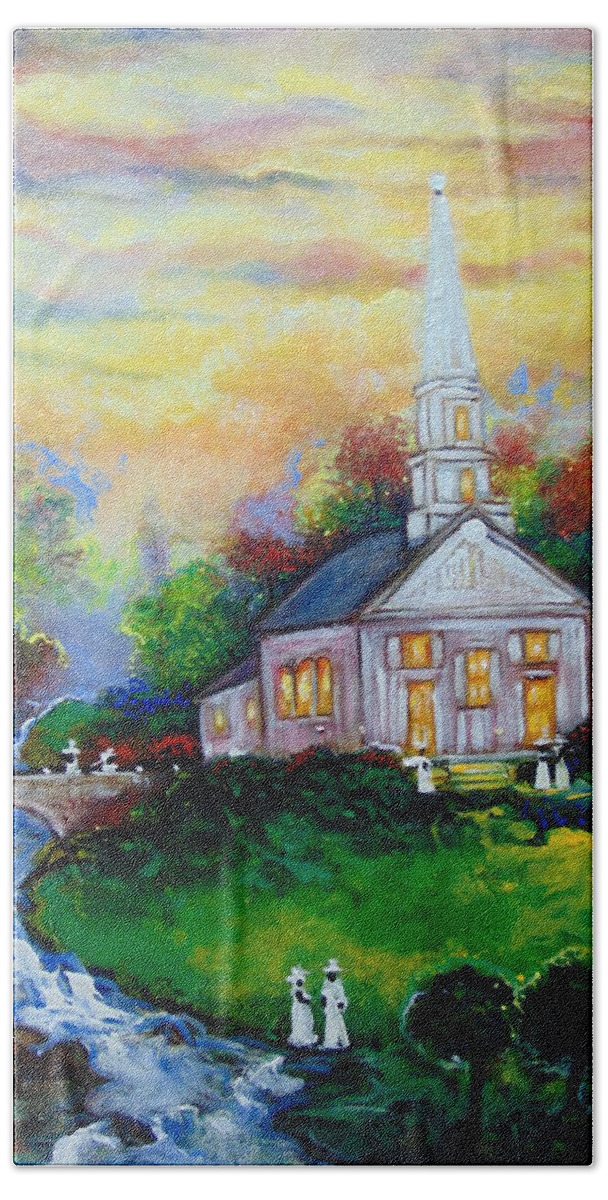 Landscape Hand Towel featuring the painting Sunday by Emery Franklin