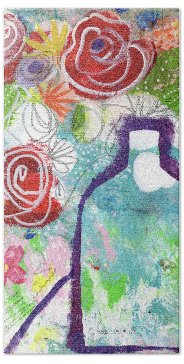 Floral Bath Towel featuring the painting Sunday Market Flowers 2- Art by Linda Woods by Linda Woods