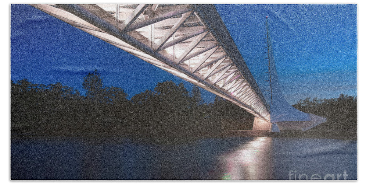 Sundial Bridge Bath Towel featuring the photograph Sundial Bridge 4 by Anthony Michael Bonafede