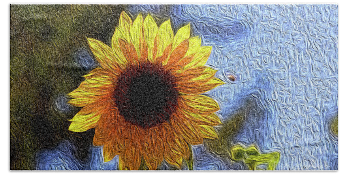 Sunflower Bath Towel featuring the painting Sunflower B by Francelle Theriot