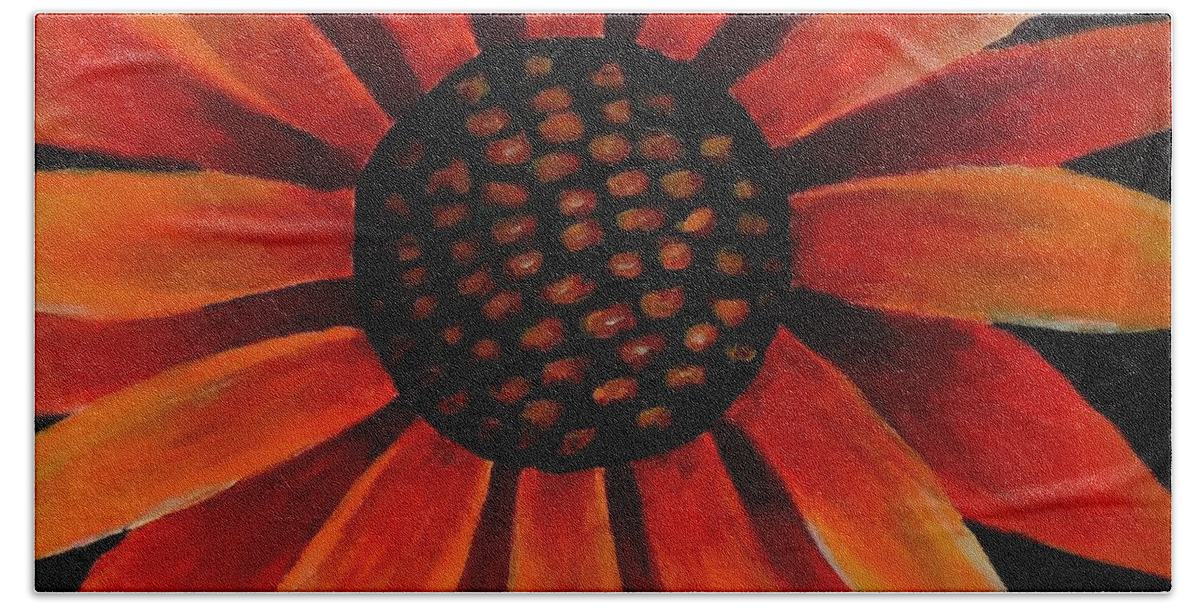 Sunflower Bath Towel featuring the painting Sunflower by Cami Lee