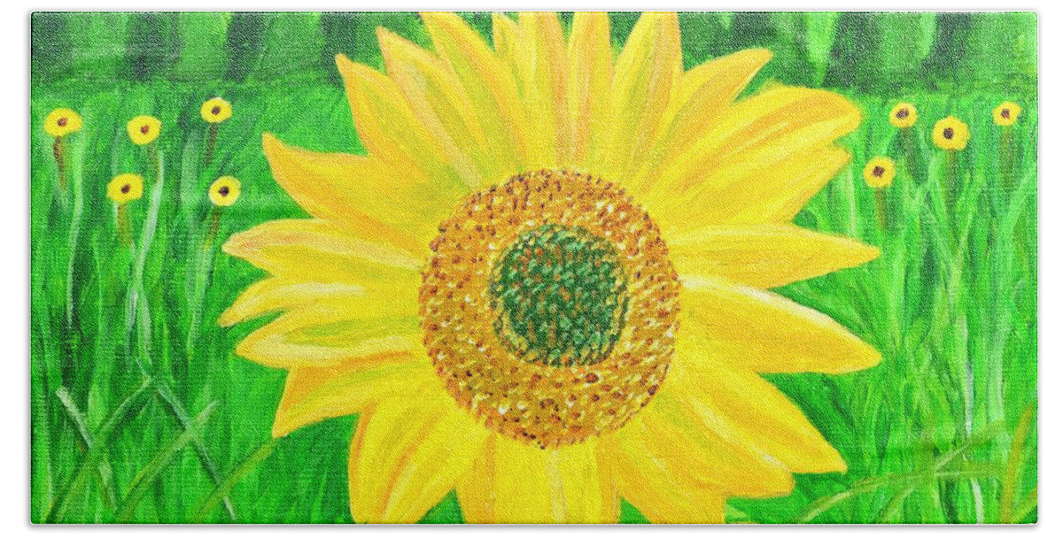 Sunflower Hand Towel featuring the painting Sunflower by Magdalena Frohnsdorff