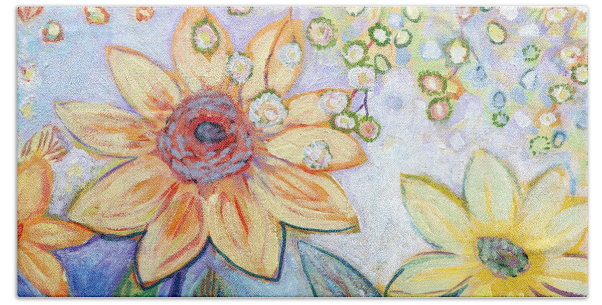 Sunflower Hand Towel featuring the painting Sunflower Tropics Part 2 by Jennifer Lommers