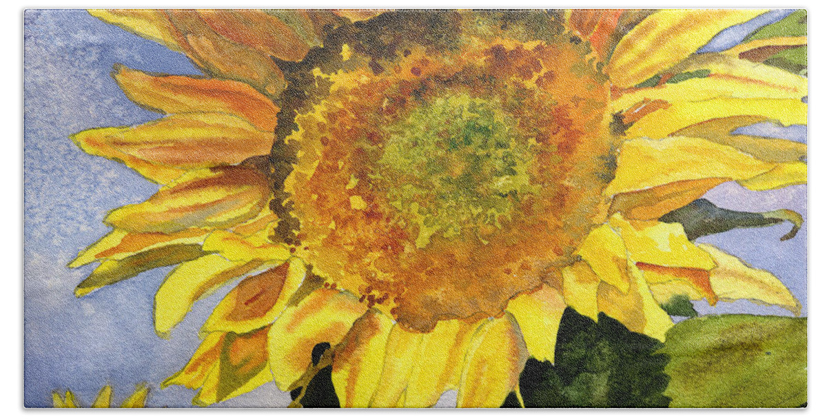 Sunflower Painting Bath Towel featuring the painting Sunflowers II by Anne Gifford