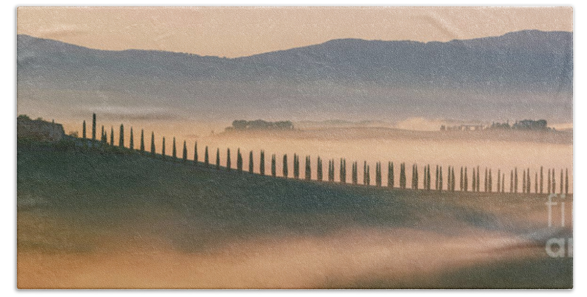 Agriturismo Bath Towel featuring the photograph Sunrise at Agriturismo Poggio Covili by Henk Meijer Photography