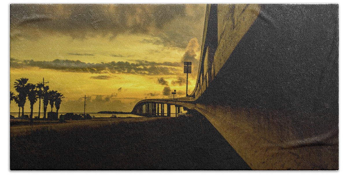Bridge Bath Towel featuring the photograph Sunrise at the Causeway by Jerry Connally