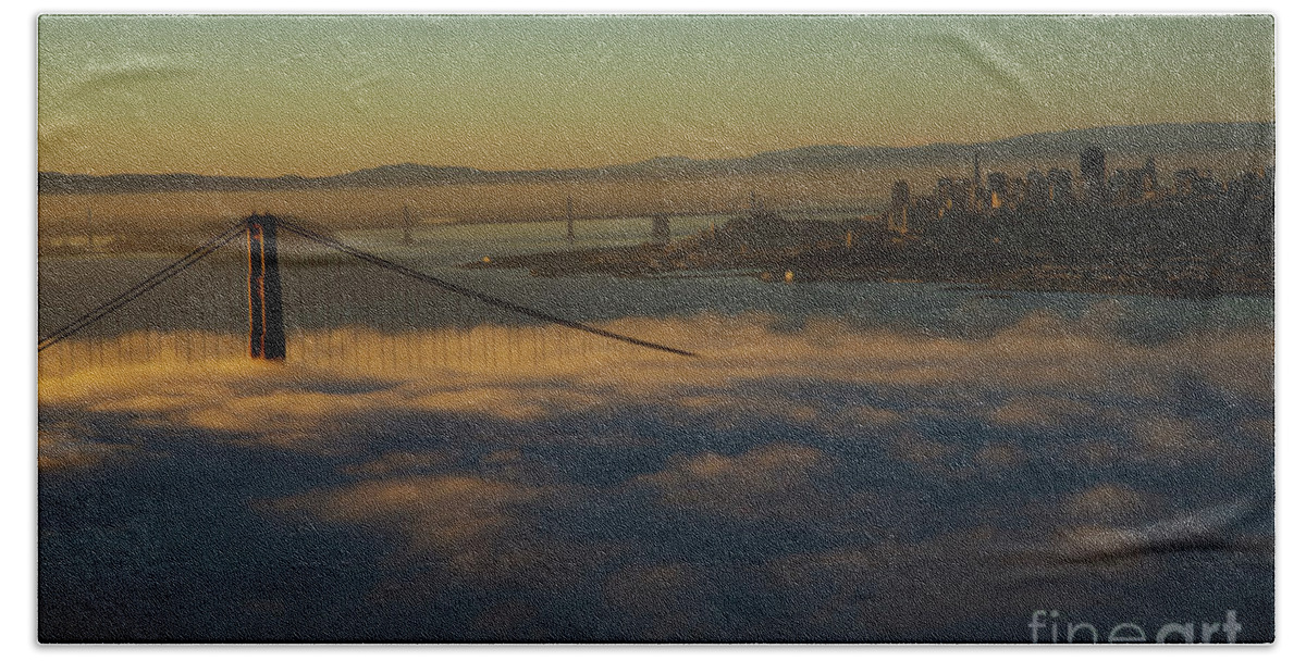Sunrise Hand Towel featuring the photograph Sunrise at the Golden Gate by David Bearden