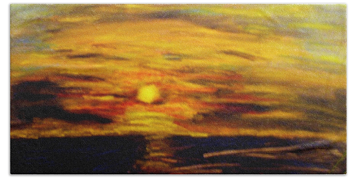 Sunrise Hand Towel featuring the painting Sunrise by Pilbri Britta Neumaerker