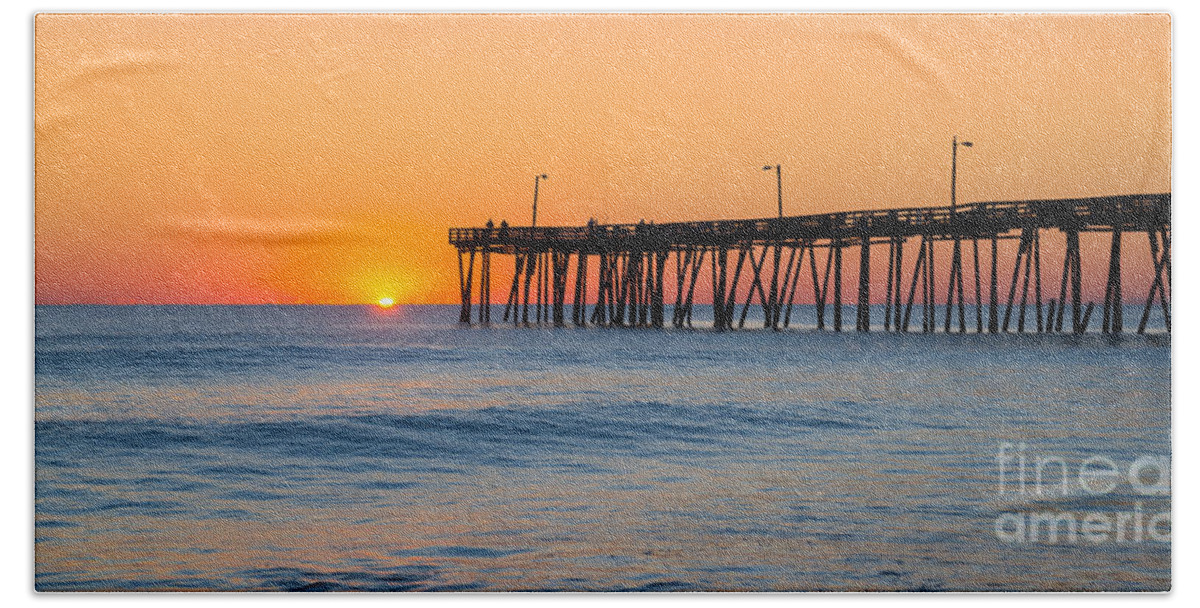 Nags Head Fishing Pier Bath Towel featuring the photograph Sunrise in North Carolina Outer Banks by Michael Ver Sprill