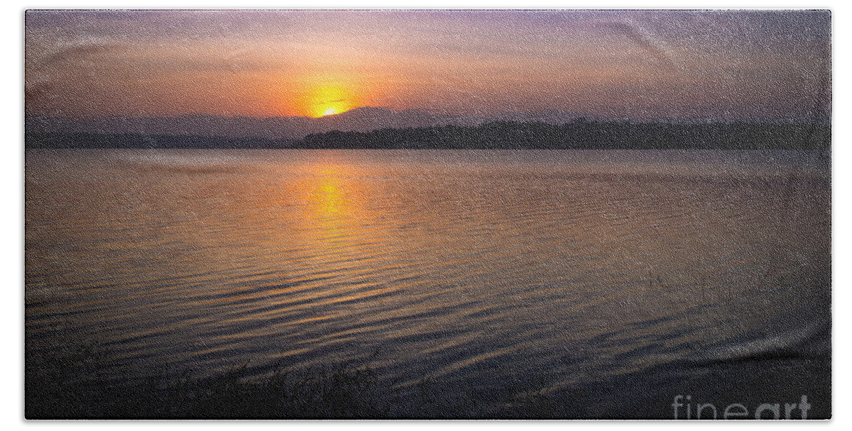 Sunrise Bath Towel featuring the photograph Sunrise in Paoay Lake by Jonas Luis