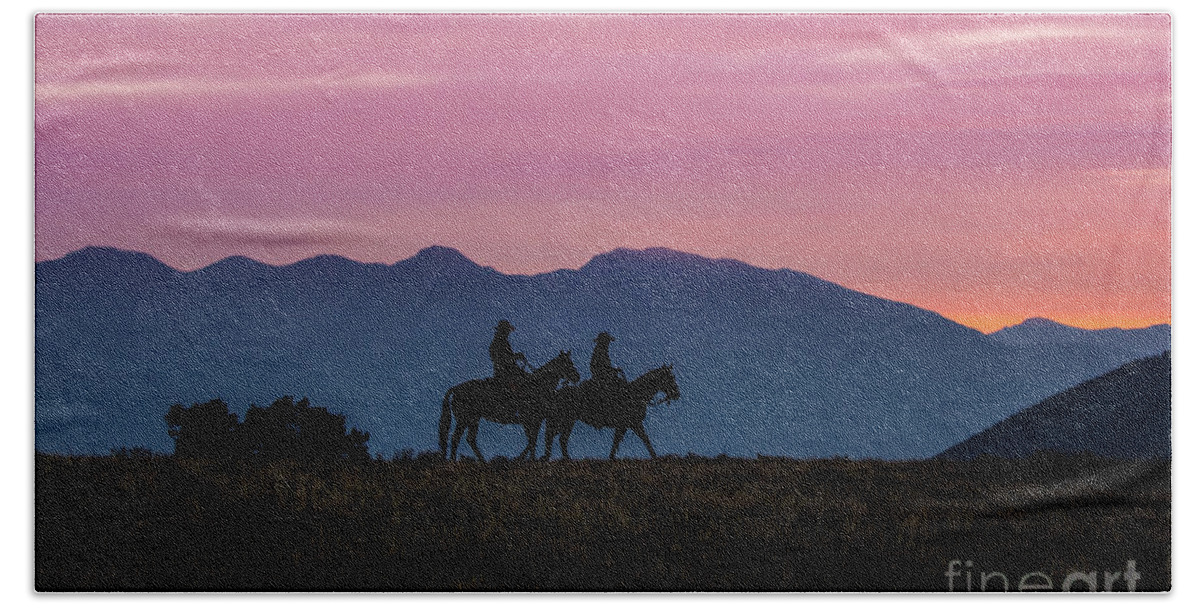 Horses Bath Towel featuring the photograph Sunrise in the Lost River Range Wild West Photography Art by Kay by Kaylyn Franks