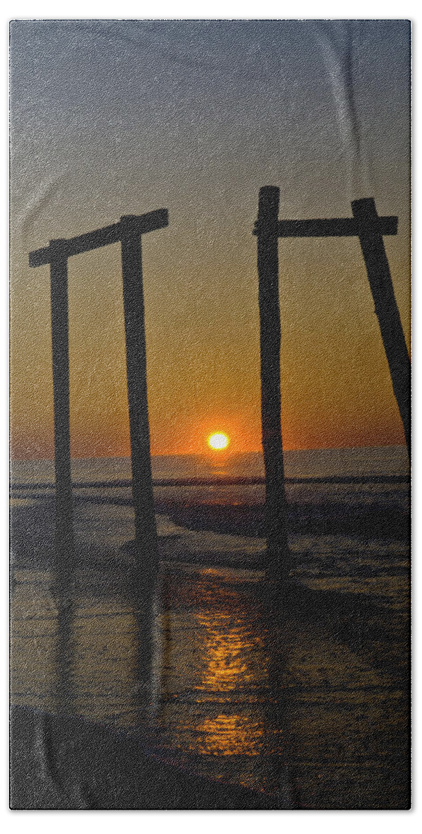Portrait Hand Towel featuring the photograph Sunrise at Ocean City by Louis Dallara