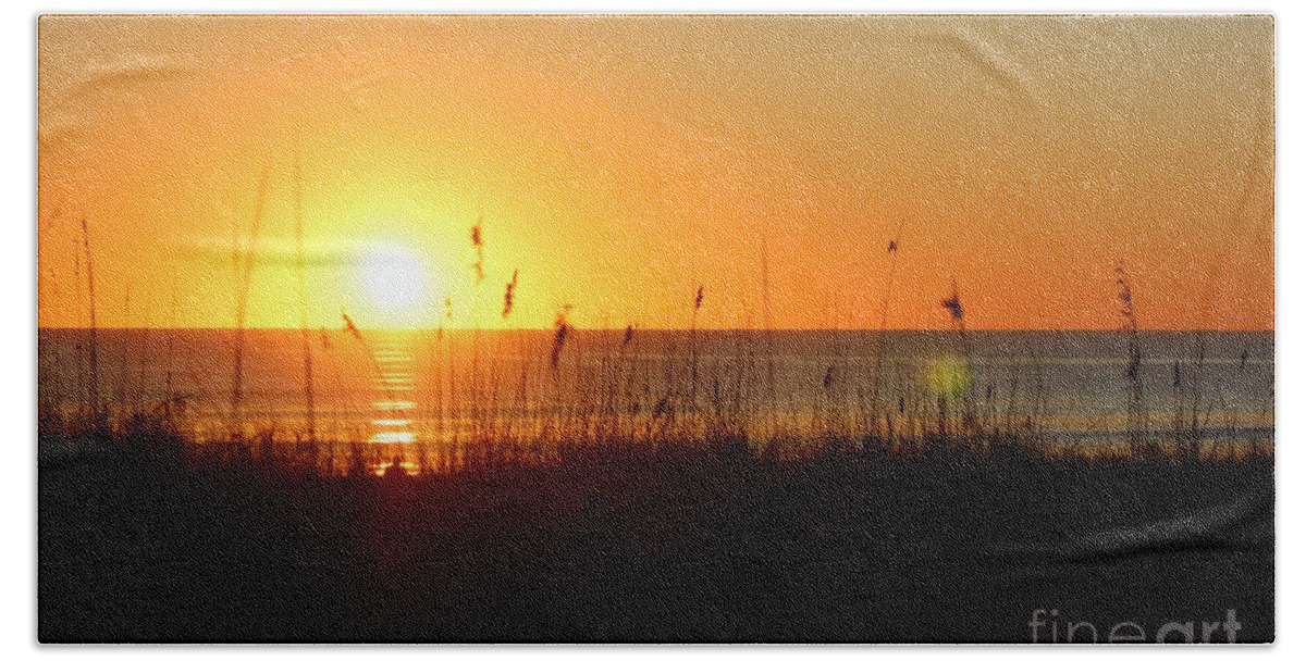 Sunrise Hand Towel featuring the photograph Sunrise on Cocoa Beach by Mesa Teresita