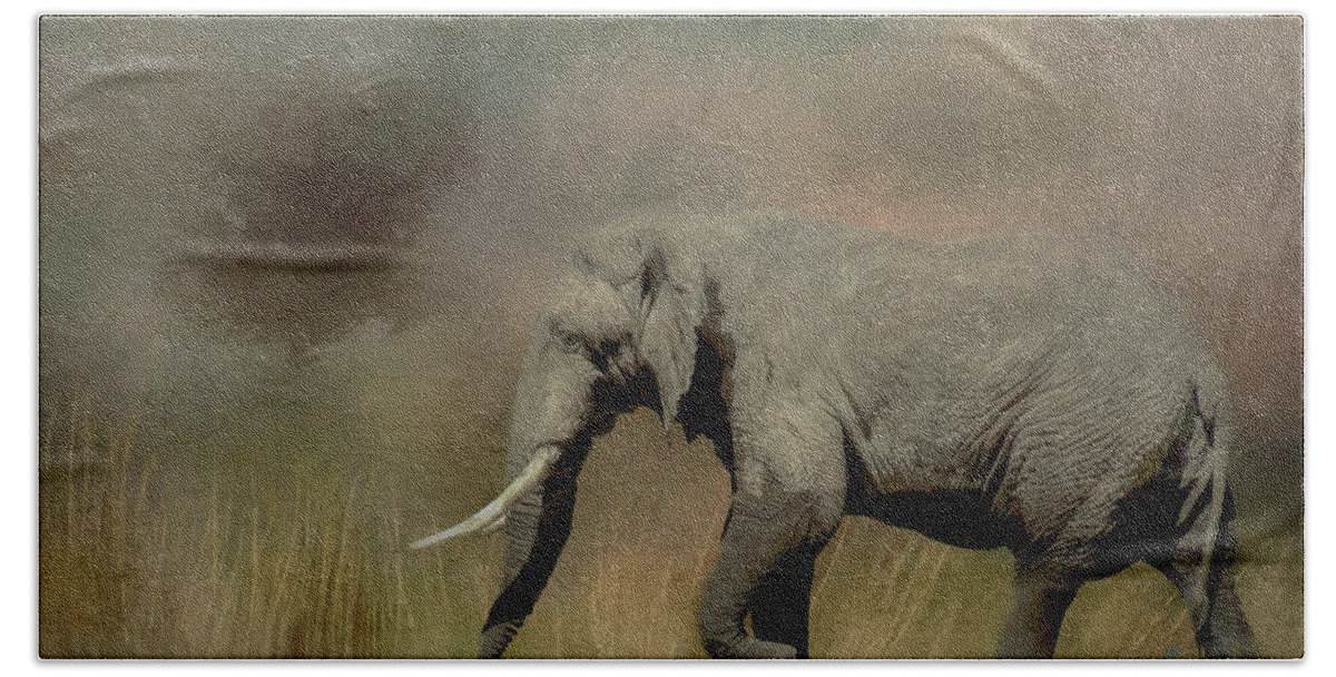 African Elephant Hand Towel featuring the photograph Sunrise on the Savannah by Teresa Wilson