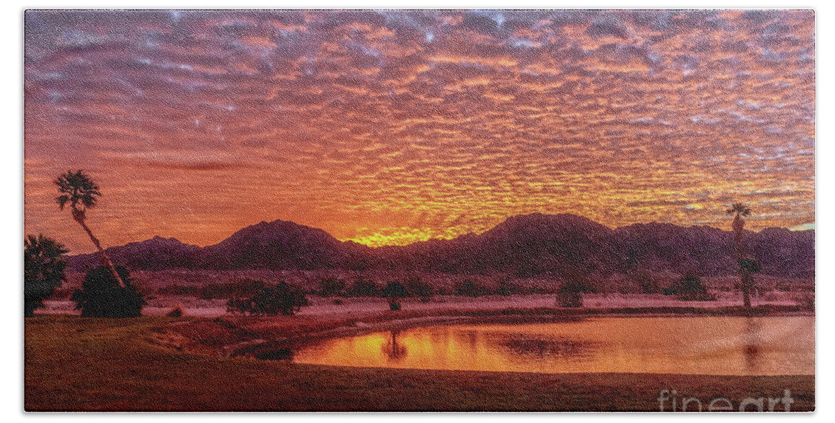 Sunset Bath Towel featuring the photograph Sunrise Over Gila Mountain Range by Robert Bales