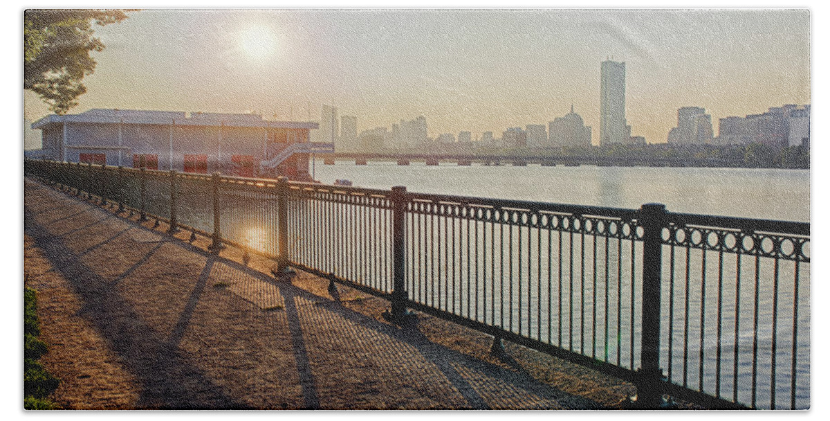 Charles Bath Towel featuring the photograph Sunrise over the Charles River Shadow by Toby McGuire