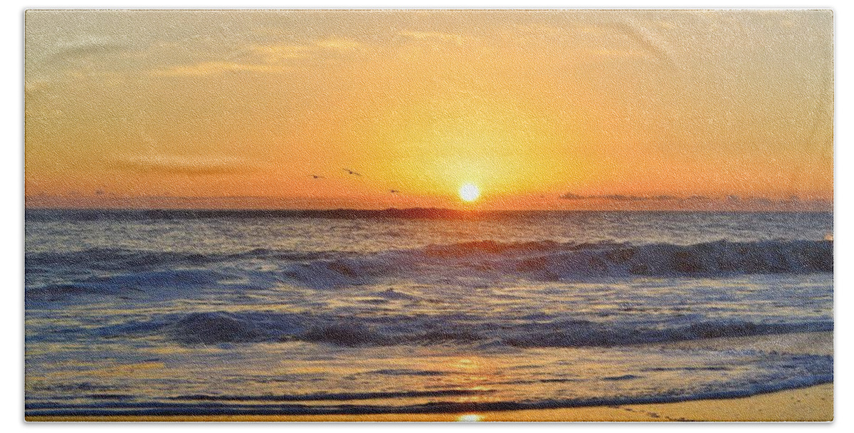 Sunrise Hand Towel featuring the photograph Sunrise Pea Island by Barbara Ann Bell