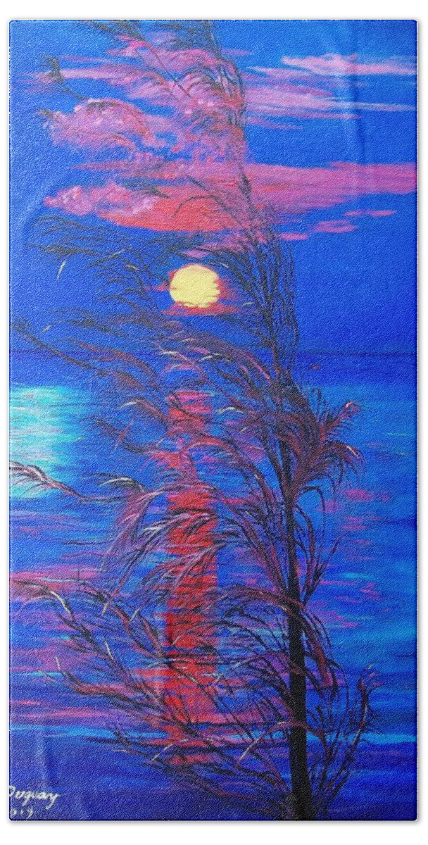 Sunrise Bath Towel featuring the painting Sunrise Silhouette by Sharon Duguay