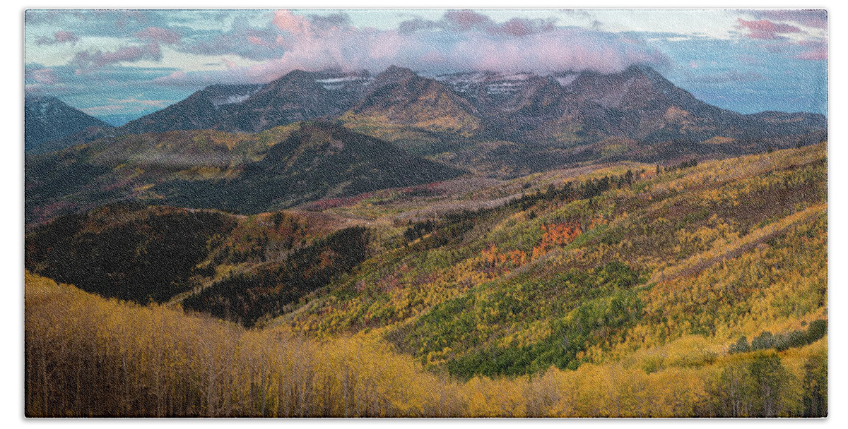 Mount Timpanogos Bath Towel featuring the photograph Sunrise View of Mount Timpanogos by James Udall