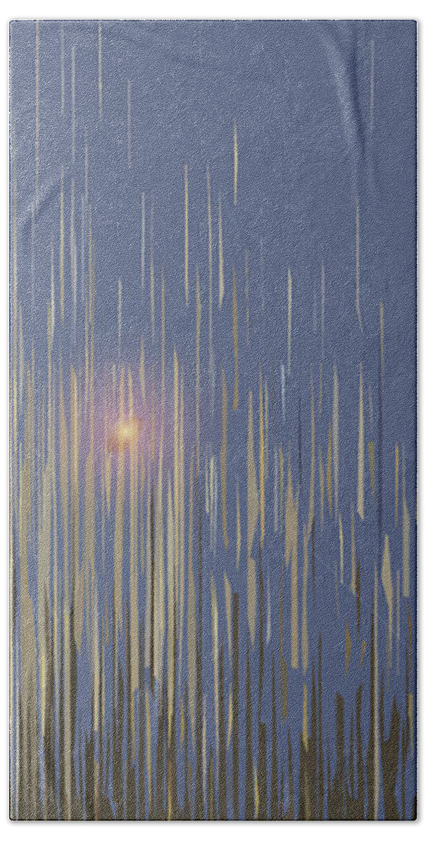 Abstract Hand Towel featuring the digital art Sunset Across the Lake by Gina Harrison