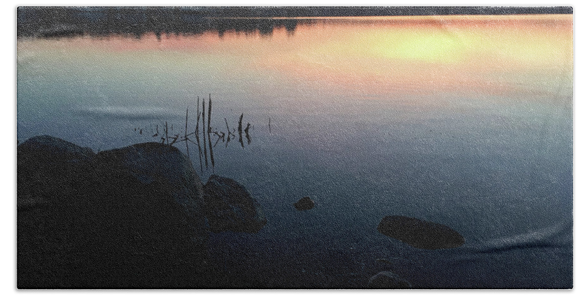 Pentwater Bath Towel featuring the photograph Sunset at Pentwater Lake by Laura Kinker