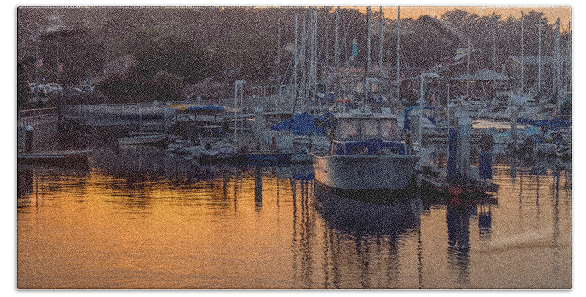 Monterey Bath Towel featuring the photograph Sunset at the Marina by Derek Dean