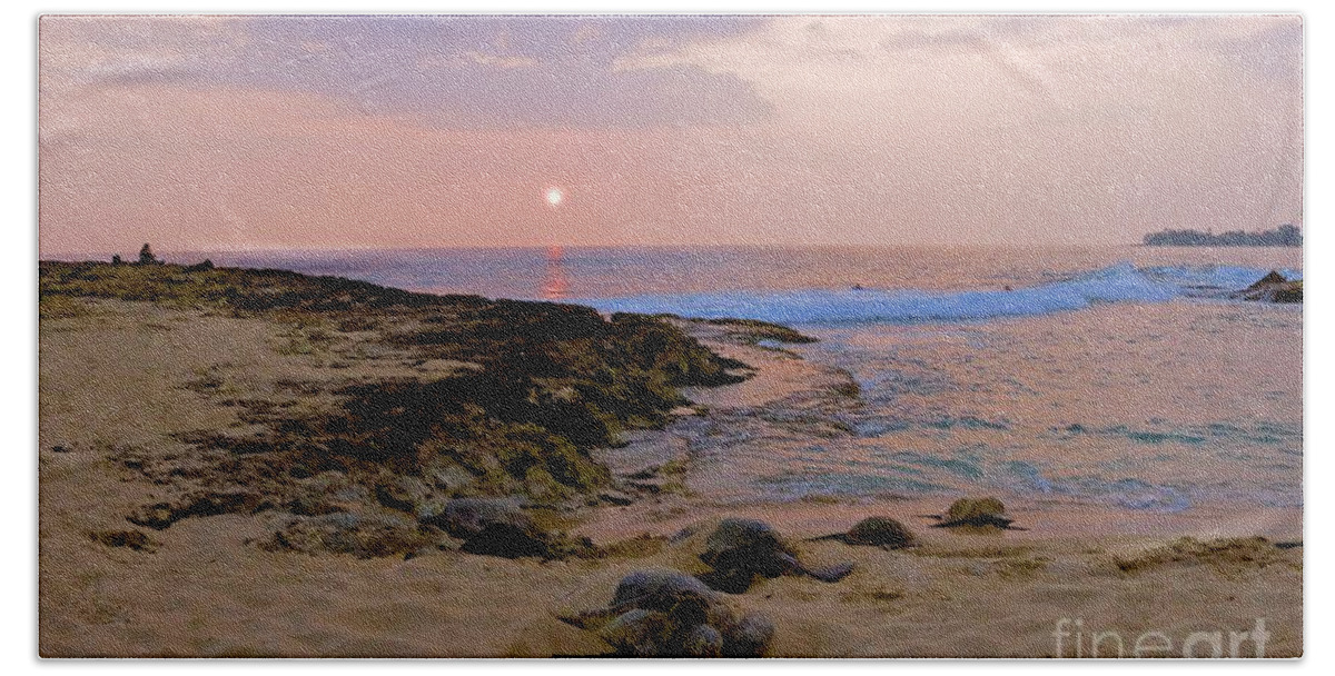 Makaha Bath Towel featuring the photograph Sunset at Turtle Cove by Craig Wood