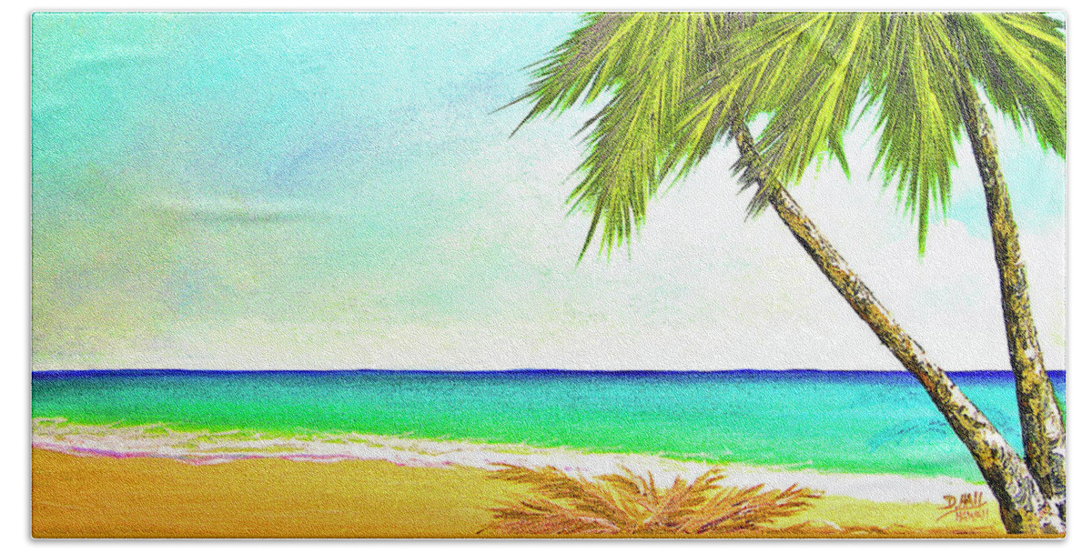 Sunset Beach Hand Towel featuring the painting Sunset Beach #373 by Donald K Hall