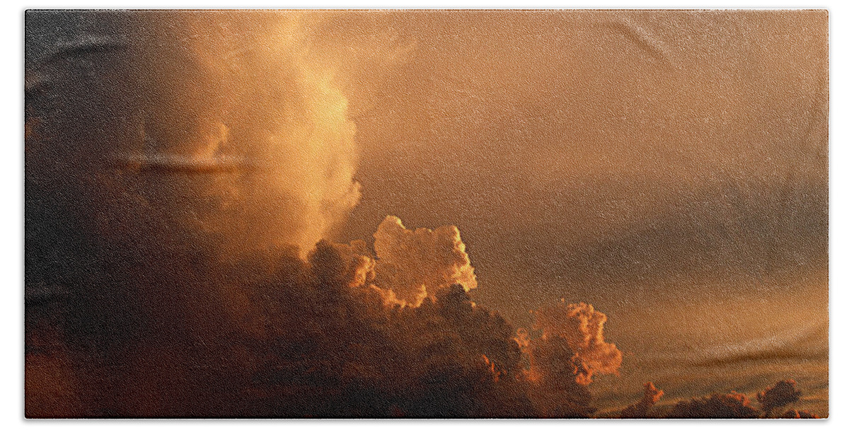 Storm Hand Towel featuring the photograph Sunset Clouds by Bob Johnson