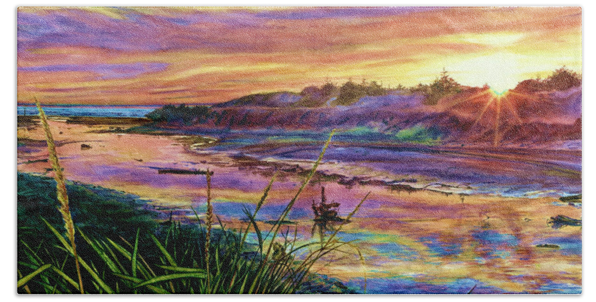 Cynthia Pride Watercolor Paintings Hand Towel featuring the painting Sunset Creation by Cynthia Pride