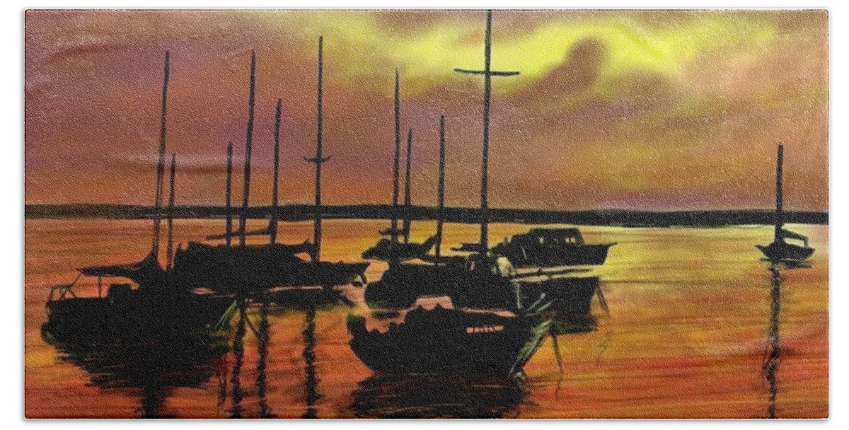 Water Bath Towel featuring the digital art Sunset by Darren Cannell