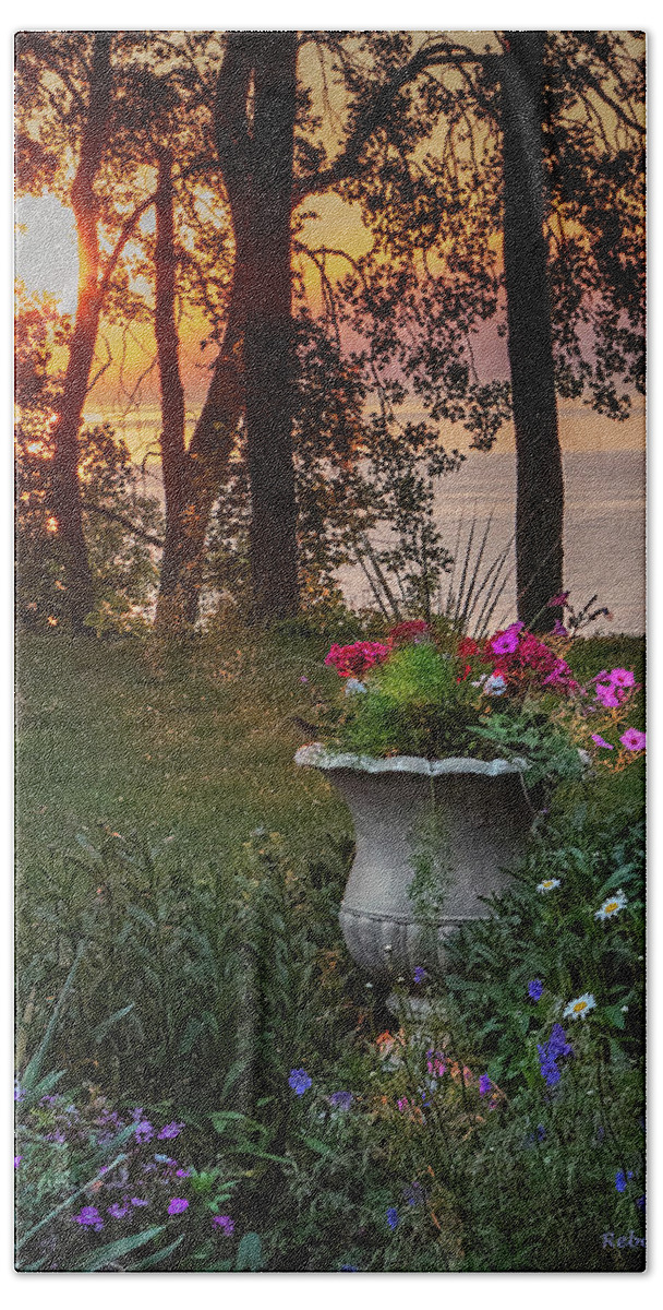 Flowers Bath Towel featuring the photograph Sunset in the Flowers by Rebecca Samler