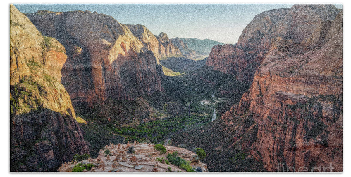 Adventure Hand Towel featuring the photograph Sunset in Zion National Park by JR Photography