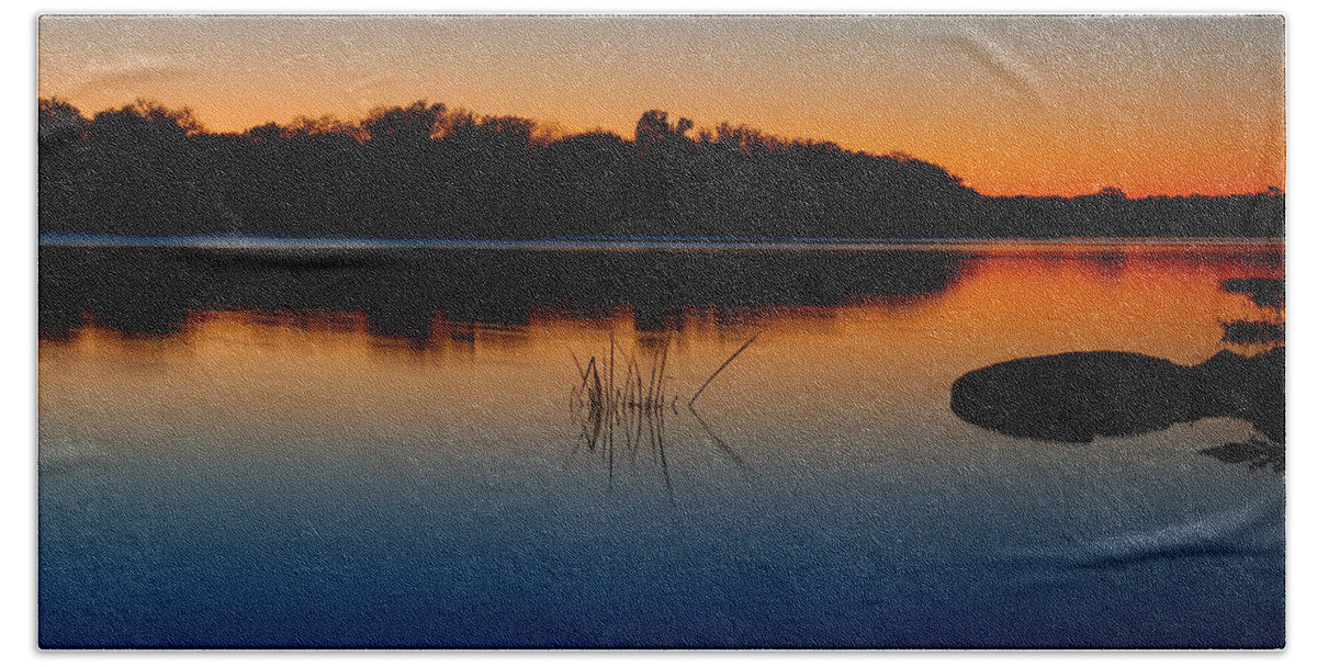 James Smullins Hand Towel featuring the photograph Sunset on the Llano river by James Smullins