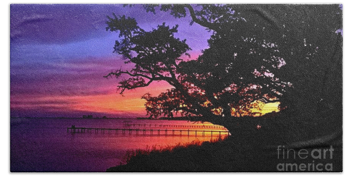 Santa Rosa Sound Beach Hand Towel featuring the photograph Sunset on the Sound by James and Donna Daugherty