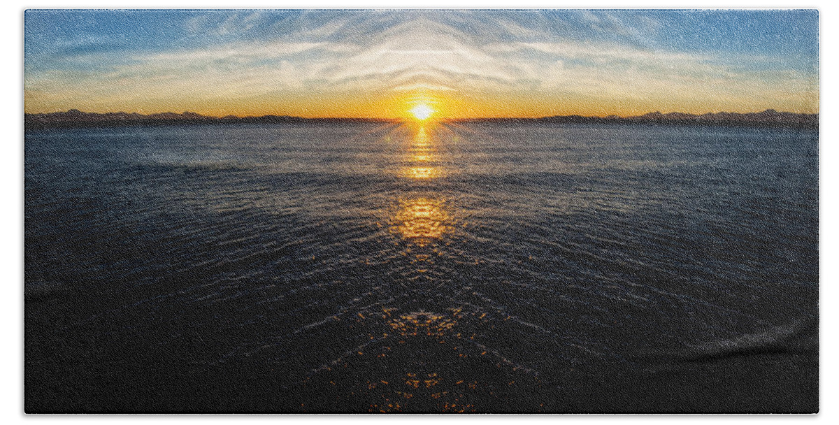 View Bath Towel featuring the photograph Sunset on the Sound Reflection by Pelo Blanco Photo