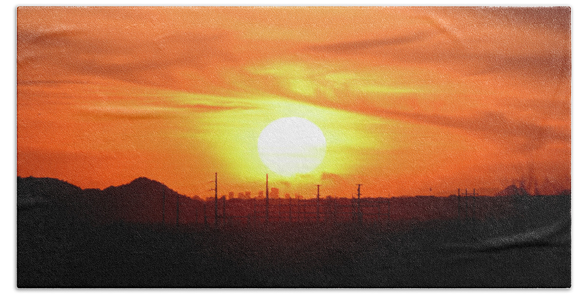 Sunset Bath Towel featuring the photograph Sunset Over Phoenix by Ben Foster