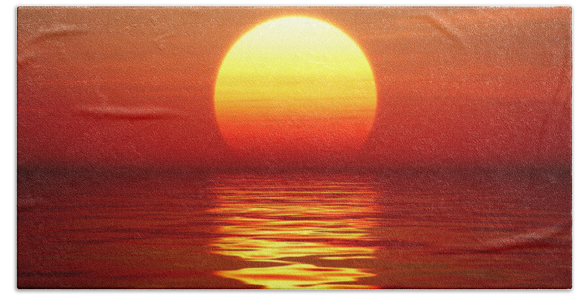 Sunset Hand Towel featuring the photograph Sunset over tranqual water by Johan Swanepoel