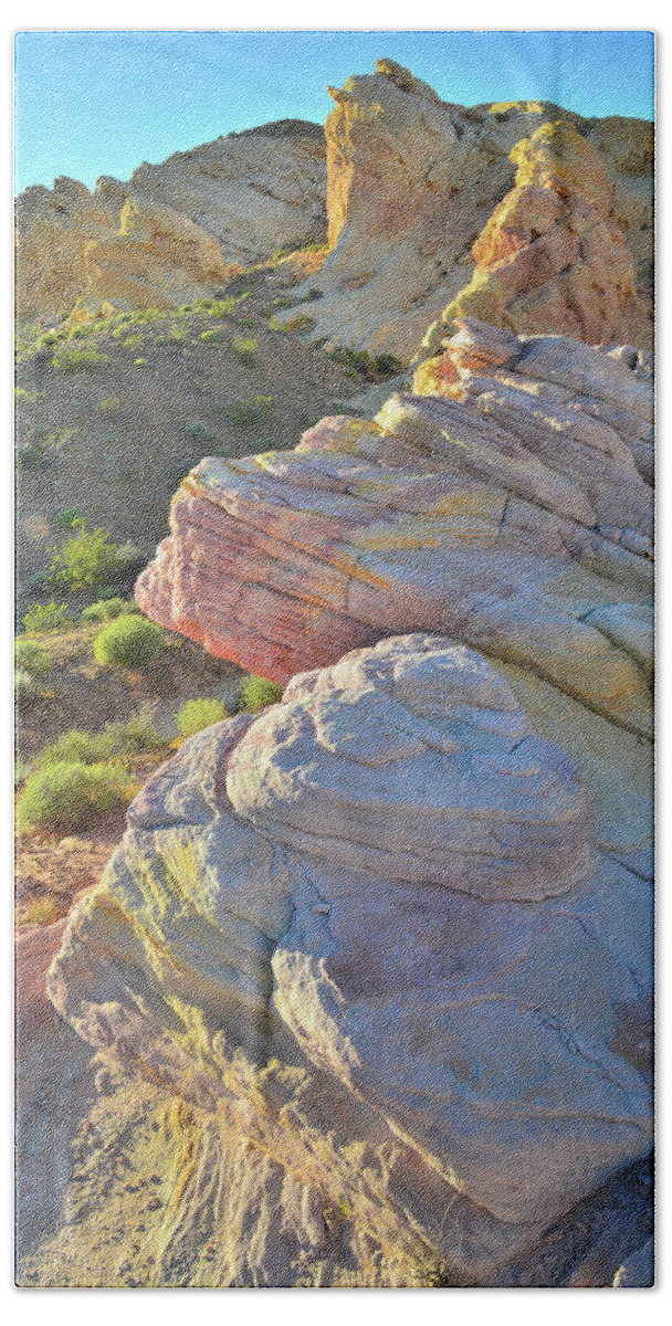 Valley Of Fire State Park Bath Towel featuring the photograph Sunset Pastels in Valley of Fire by Ray Mathis